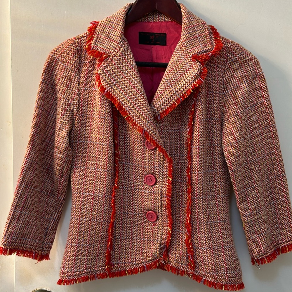 JUST IN TIME Red Tweed Jacket, Sz S